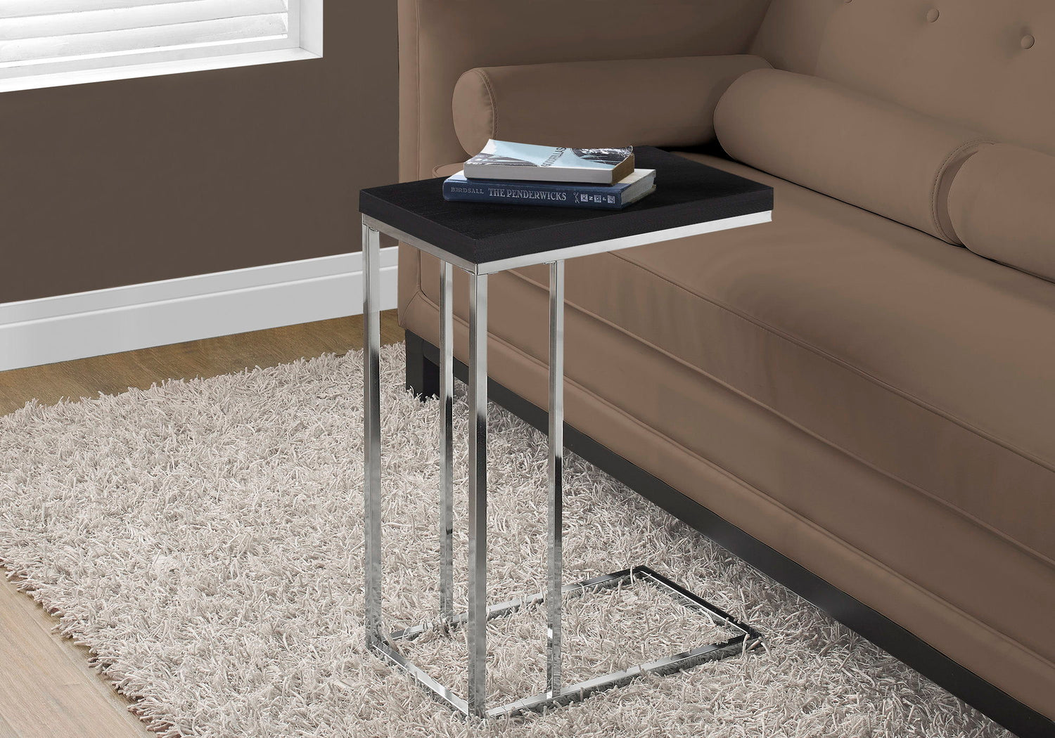 Accent Table, C - Shaped, Tempered Glass, Stylish Design Contemporary &amp; Modern