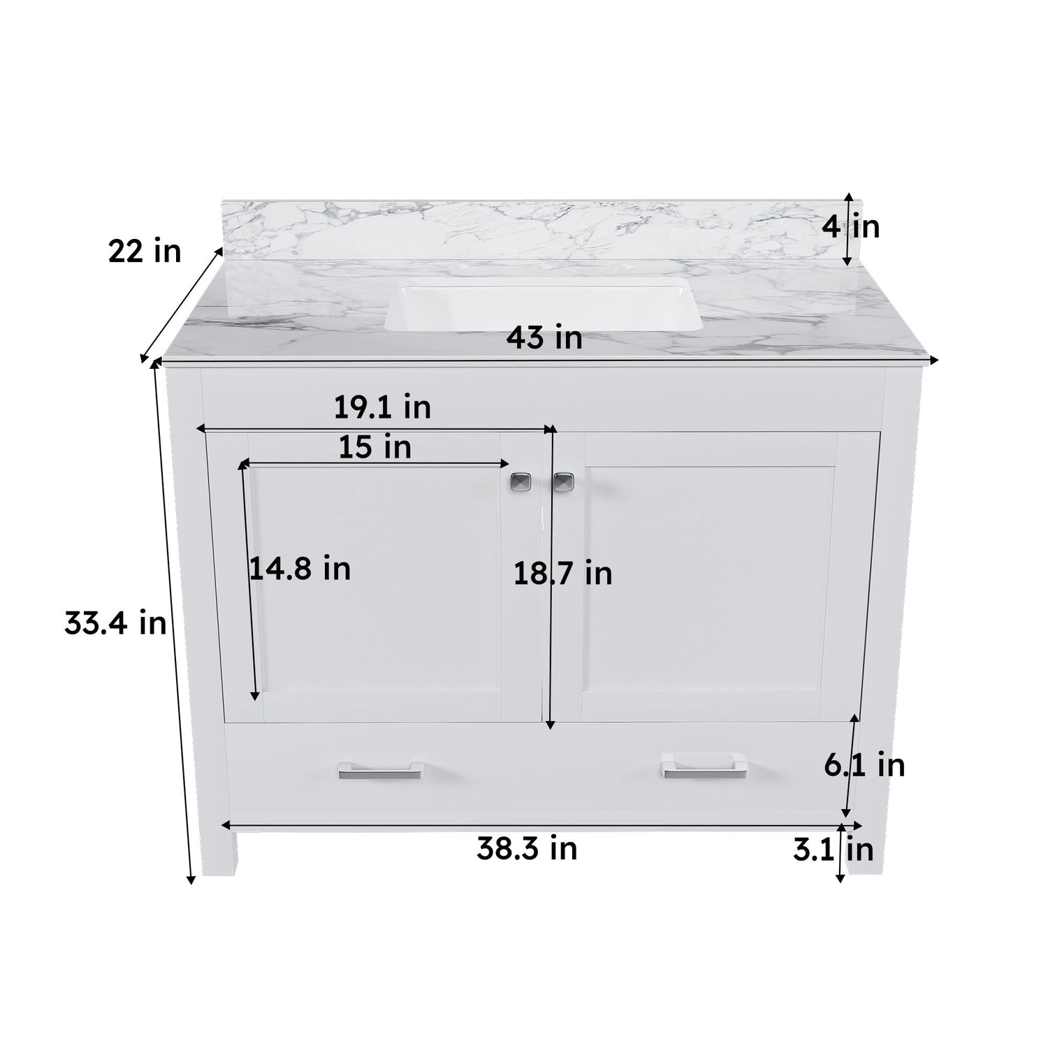 43&quot; Bathroom Vanity Multi Functional Cabinet - White