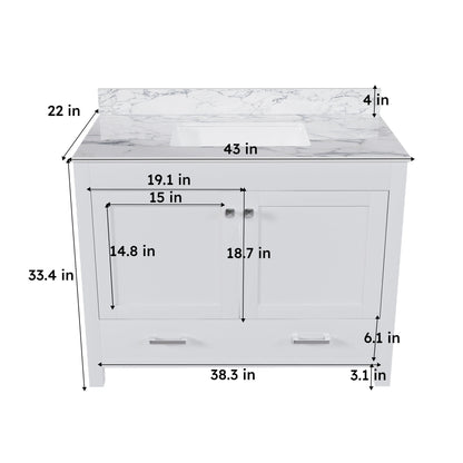 43&quot; Bathroom Vanity Multi Functional Cabinet - White
