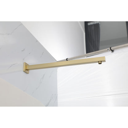 Wall Mounted Shower Arm With Flange, 16&quot; Stainless Steel For Rain Shower Heads - Gold