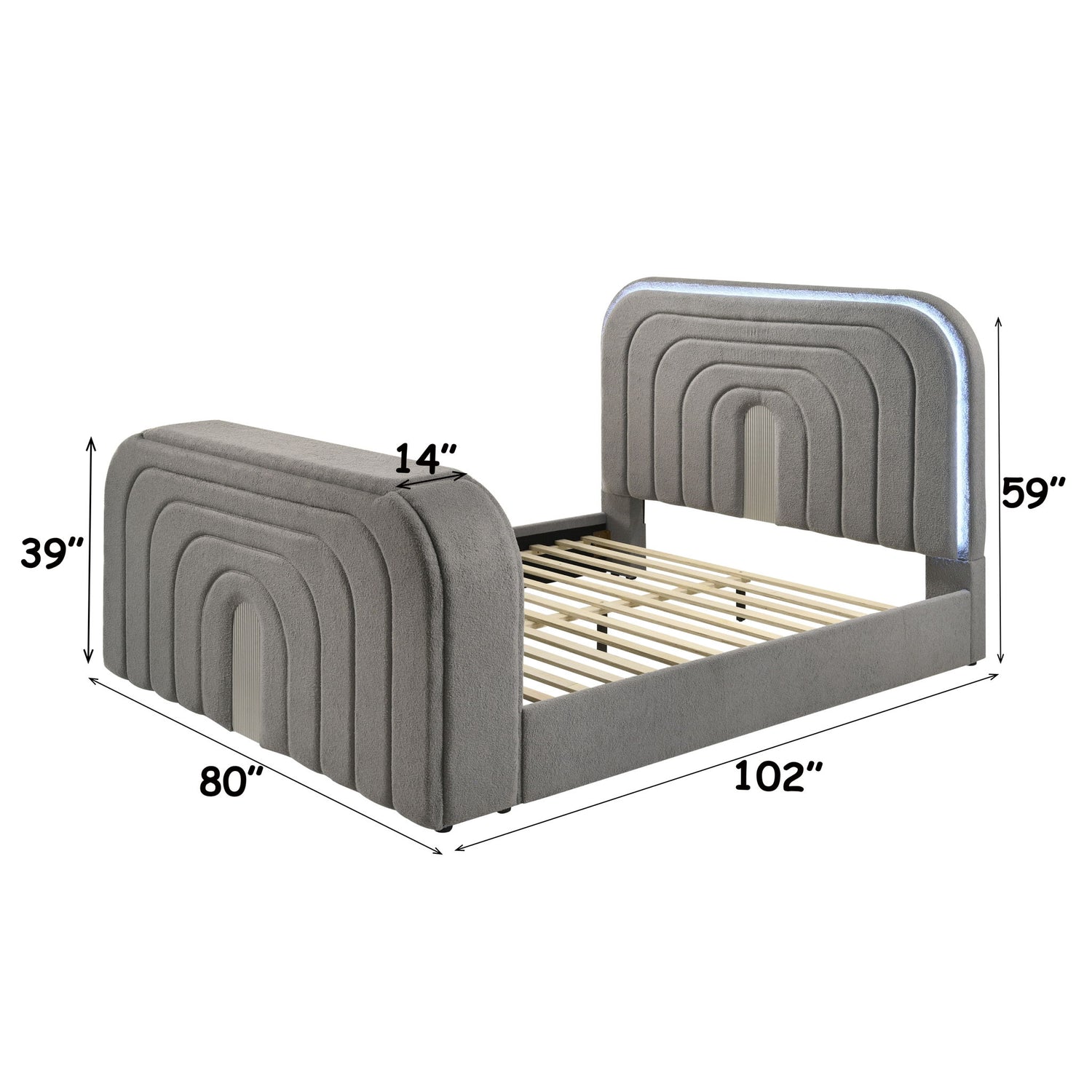 Shelyn - Bed With LED, TV Stand, Fireplace &amp; Bluetooth