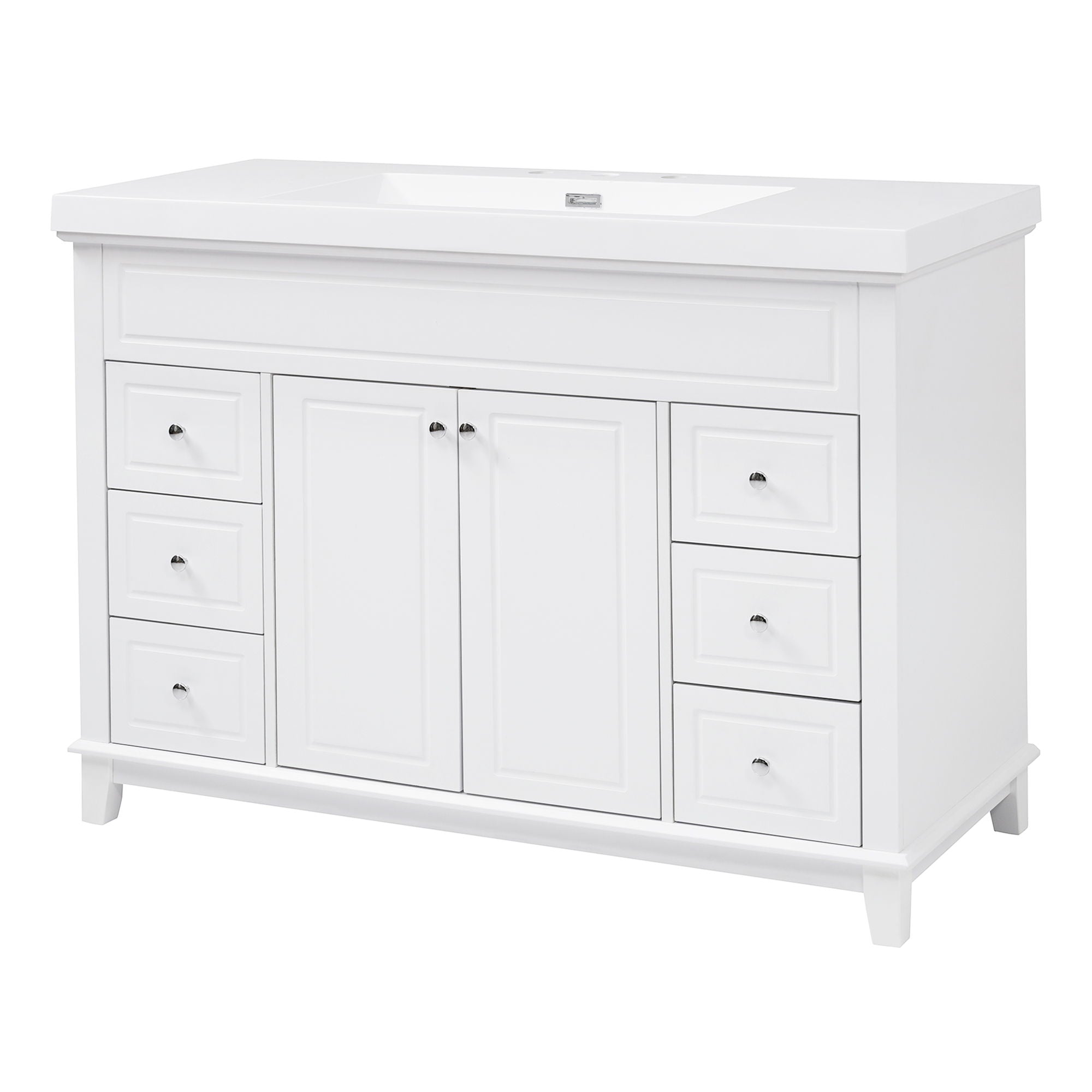 Bathroom Vanity &amp; Sink, 6 Soft Close Drawers &amp; Double Doors - White