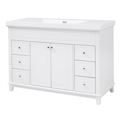 Bathroom Vanity &amp; Sink, 6 Soft Close Drawers &amp; Double Doors - White