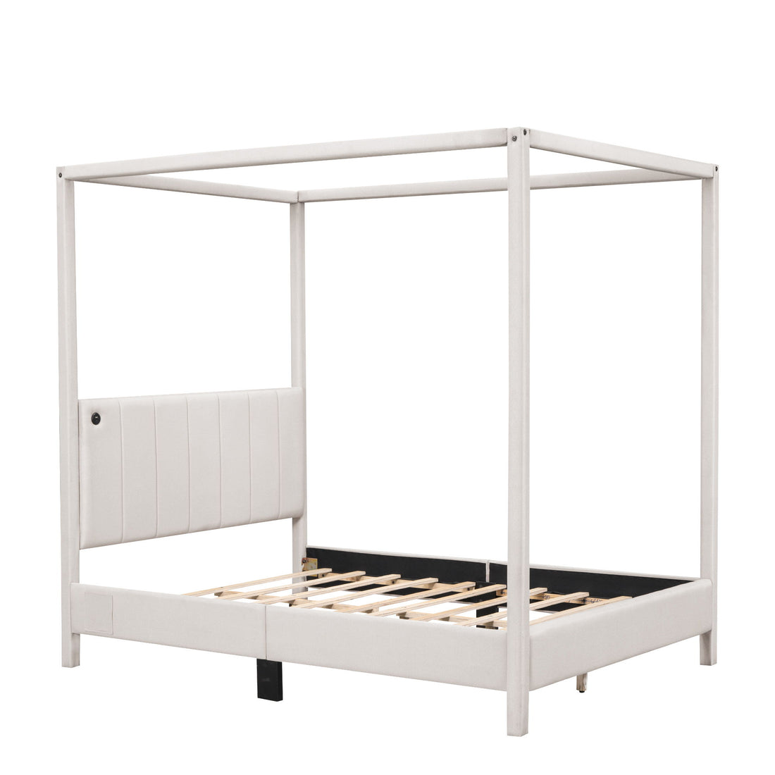 Canopy Platform Bed With USB And Type-C Ports