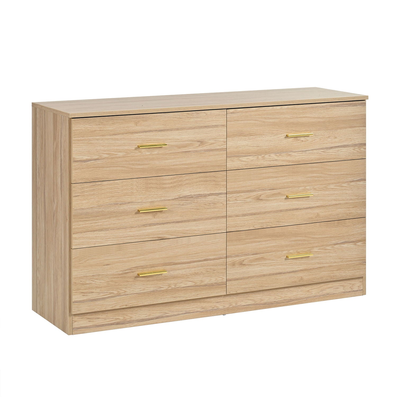 Modern 6 Drawer Dresser For Bedroom, Ample Storage Wide Chest Of Drawers, Sturdy &amp; Safe