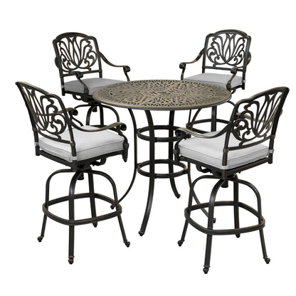 Round 41.97&quot; Long Bar Height Dining Set With Cushions