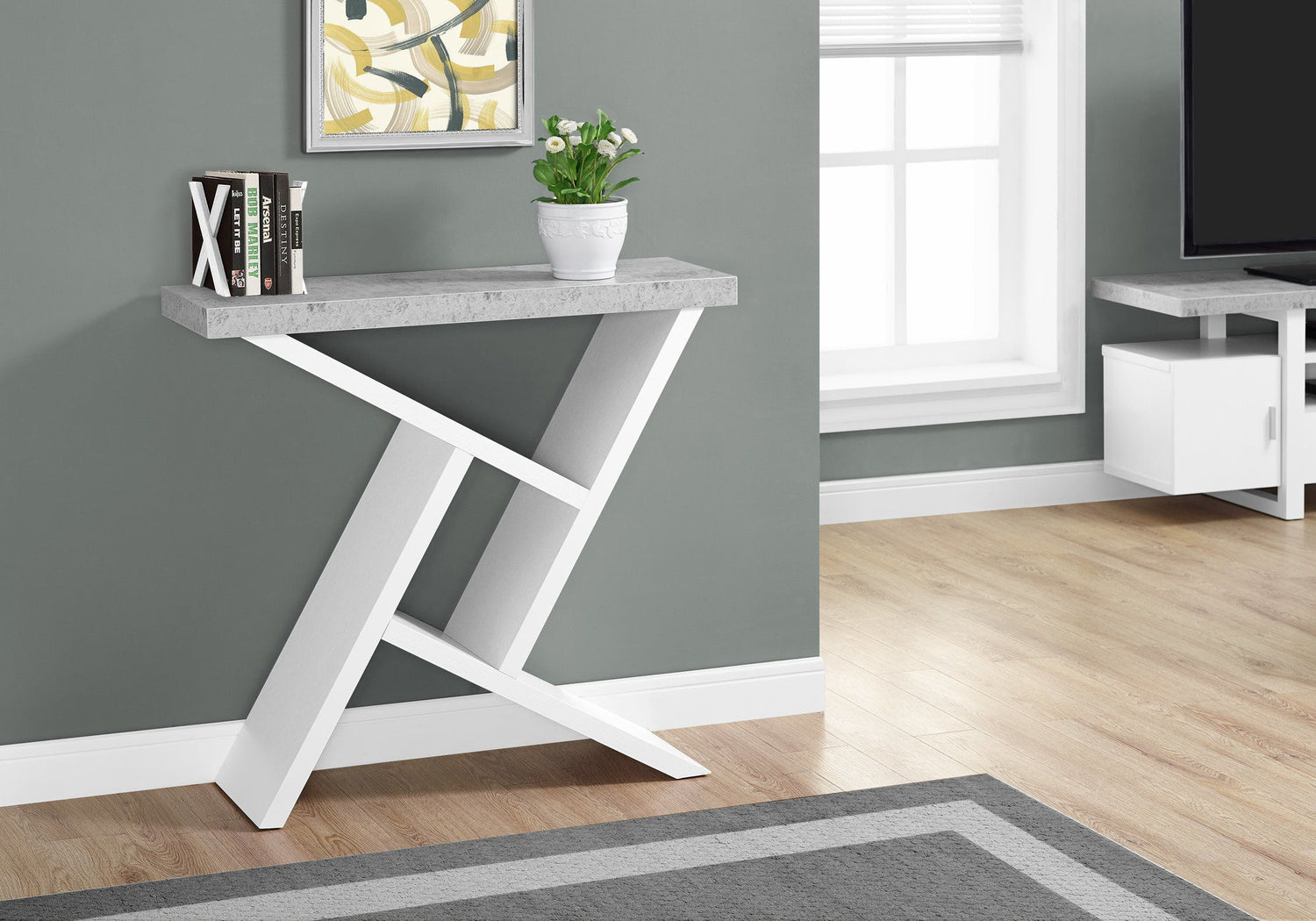 Accent Console Table For Entryway, Spacious Table Top, Contemporary &amp; Modern