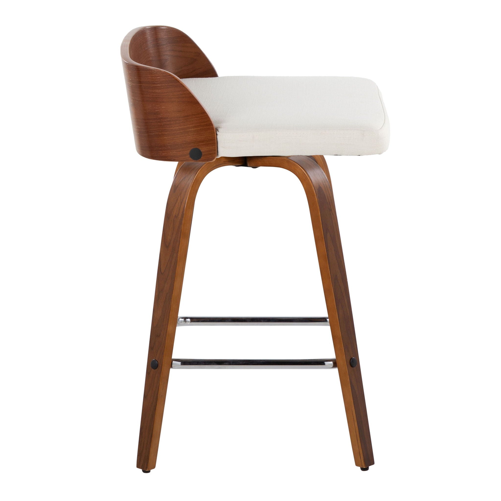 Maya - Mid Century Modern Fixed Height Counter Stool &amp; Swivel With Square Footrest (Set of 2)