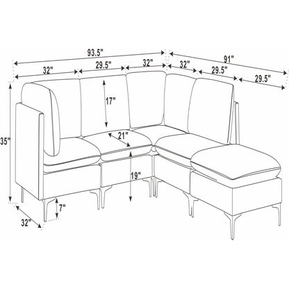 Upholstered Modular Sectional &amp; Tall Legs