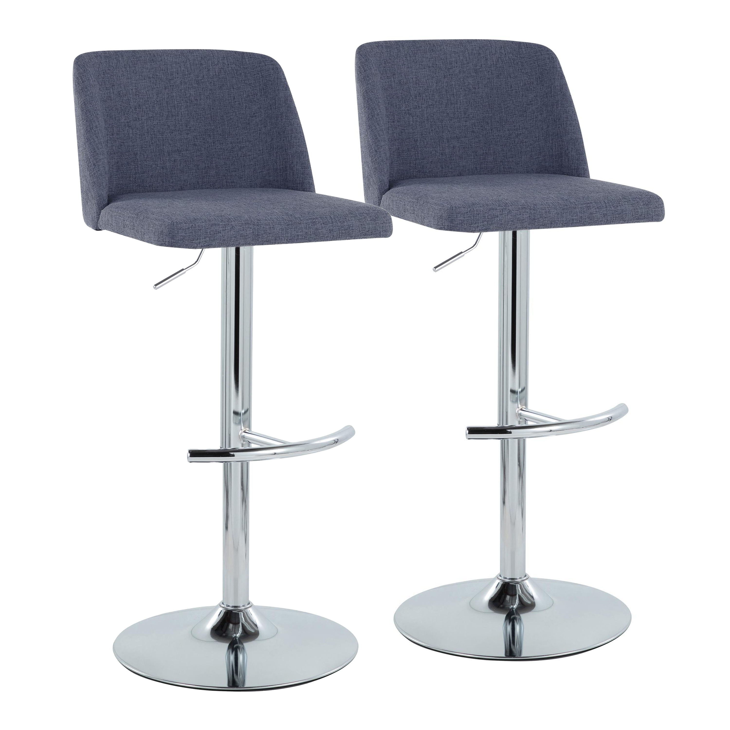 Toriano - Contemporary Adjustable Barstool With Swivel &amp; Rounded T Footrest (Set of 2)