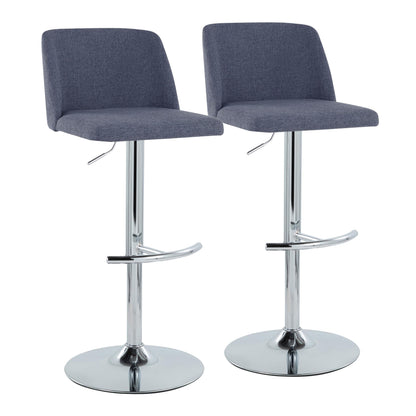 Toriano - Contemporary Adjustable Barstool With Swivel &amp; Rounded T Footrest (Set of 2)