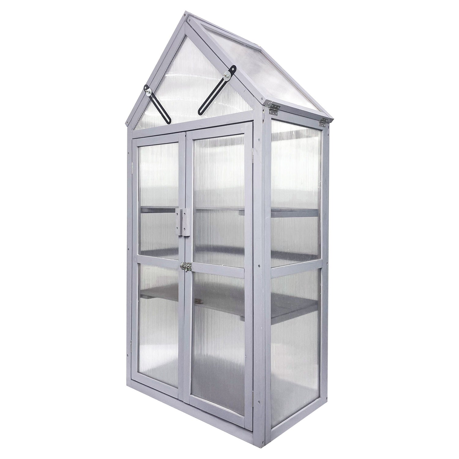 Mini Greenhouse Kit, Outdoor Small Green House, Wood, Plant Stand For Indoor Garden &amp; Patio Balcony Apartments Porch Terrace Outsid Accessories, Uv-Resistant - Gray