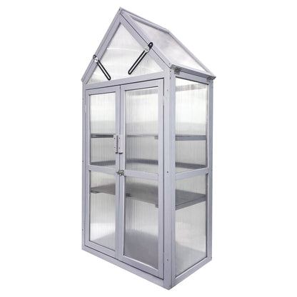 Mini Greenhouse Kit, Outdoor Small Green House, Wood, Plant Stand For Indoor Garden &amp; Patio Balcony Apartments Porch Terrace Outsid Accessories, Uv-Resistant - Gray