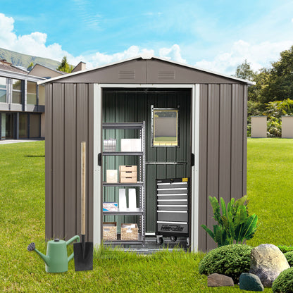 88.98&quot; Outdoor Metal Storage Shed With Window