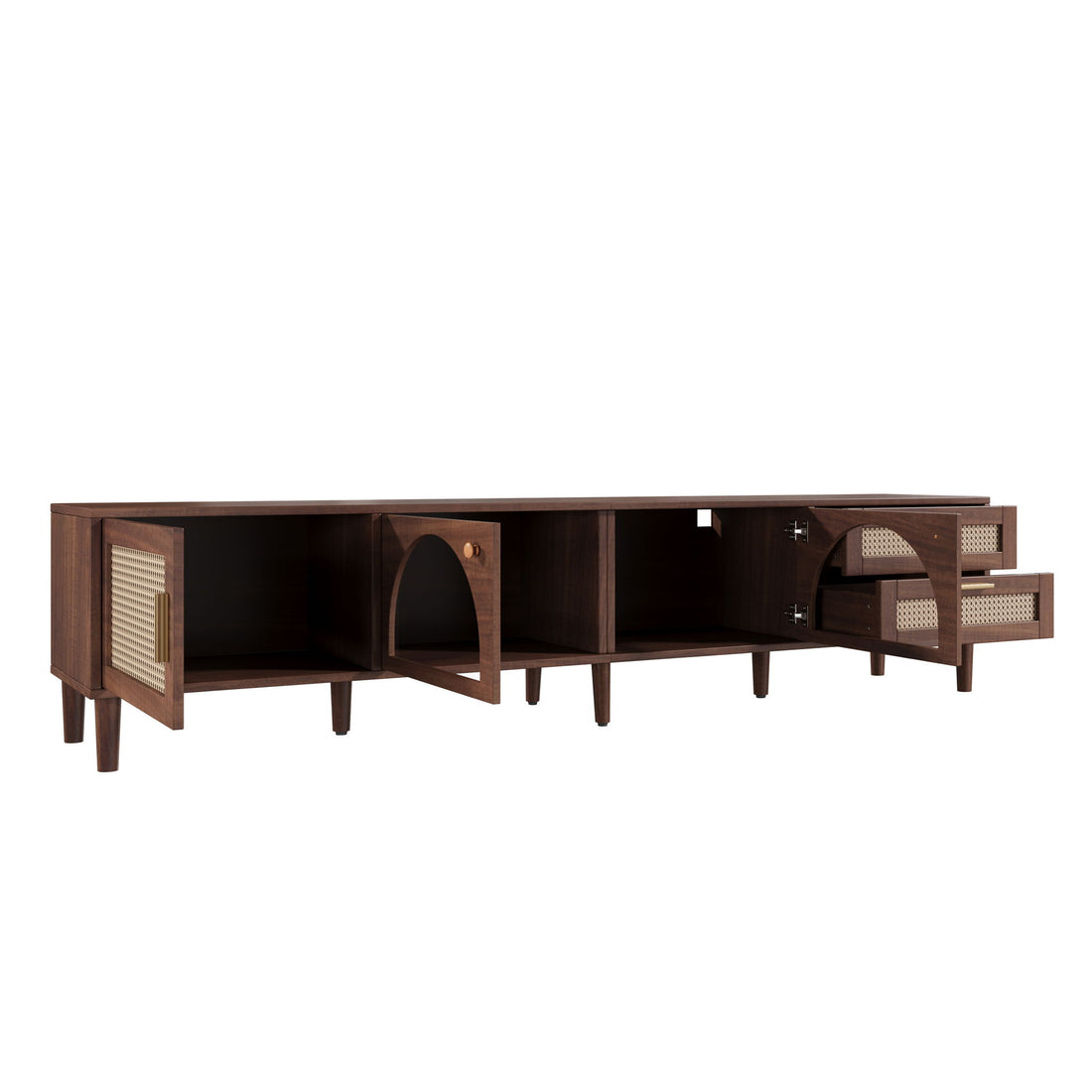 TV Stand For TVs Up To 90", Media Console With App Controlled LED Lights, 2 Drawers &amp; Door Storage - Dark Brown