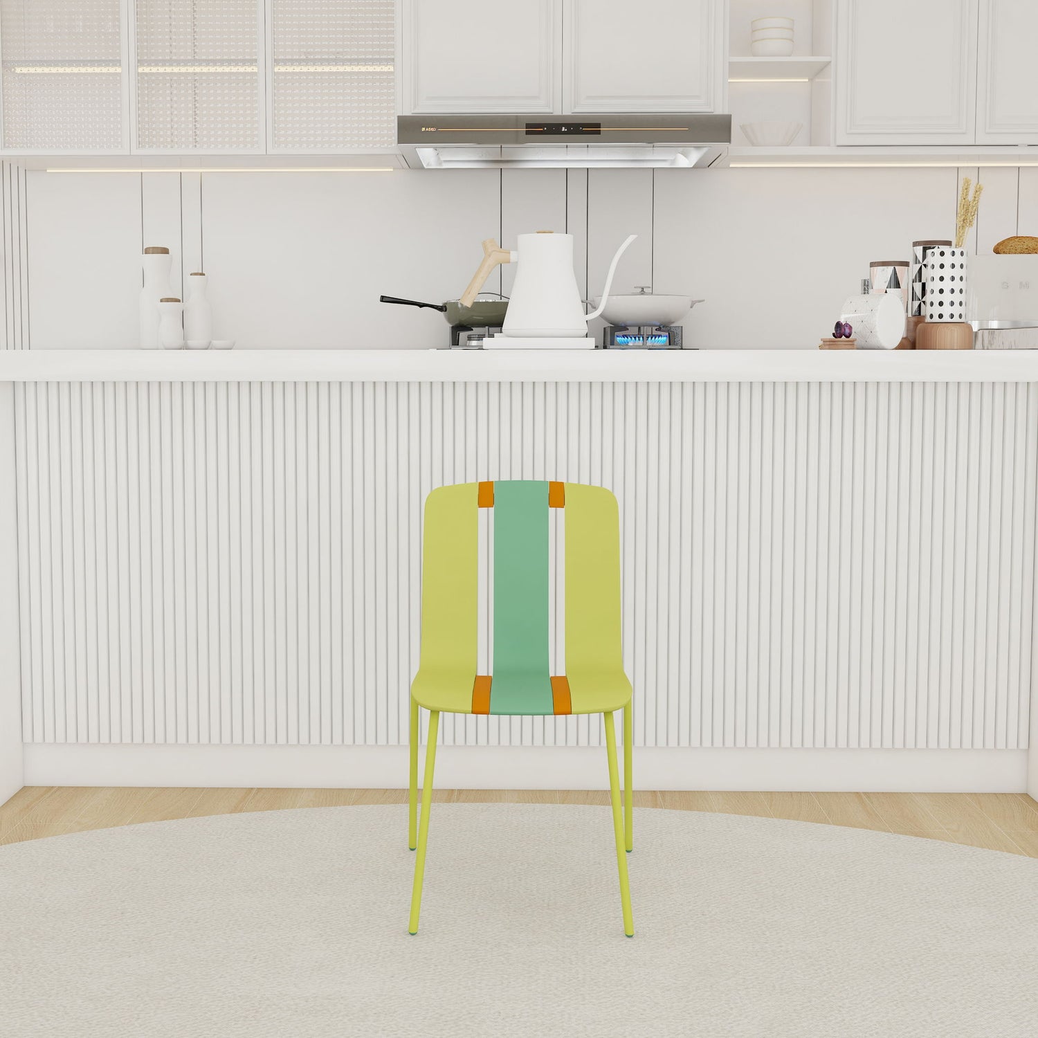 Modern Striped Blocking Single Chairs, Waterproof And Fade Resistant (Set of 4)