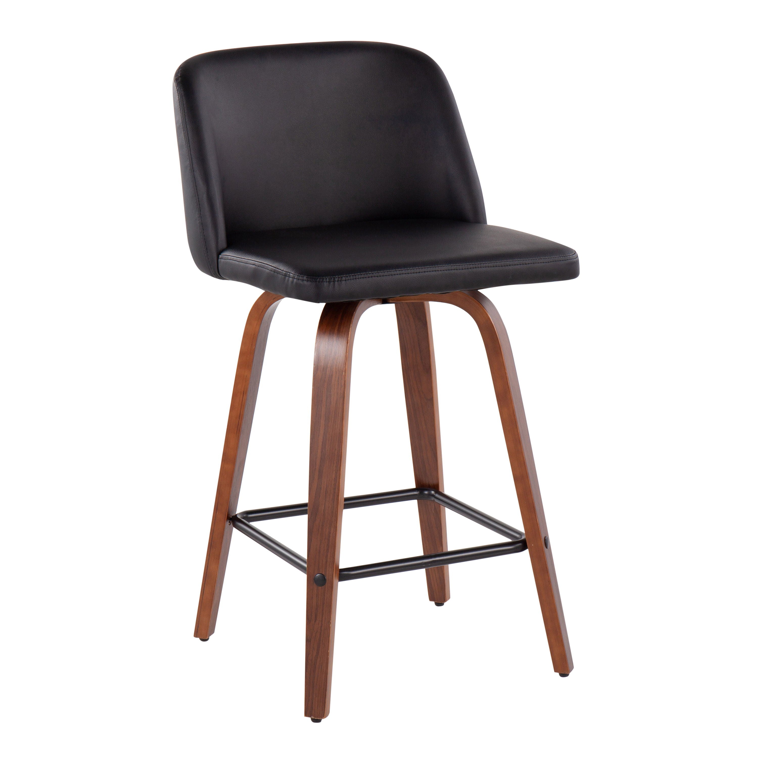 Toriano - Mid Century Modern Fixed Height Counter Stool &amp; Square Footrest (Set of 2)