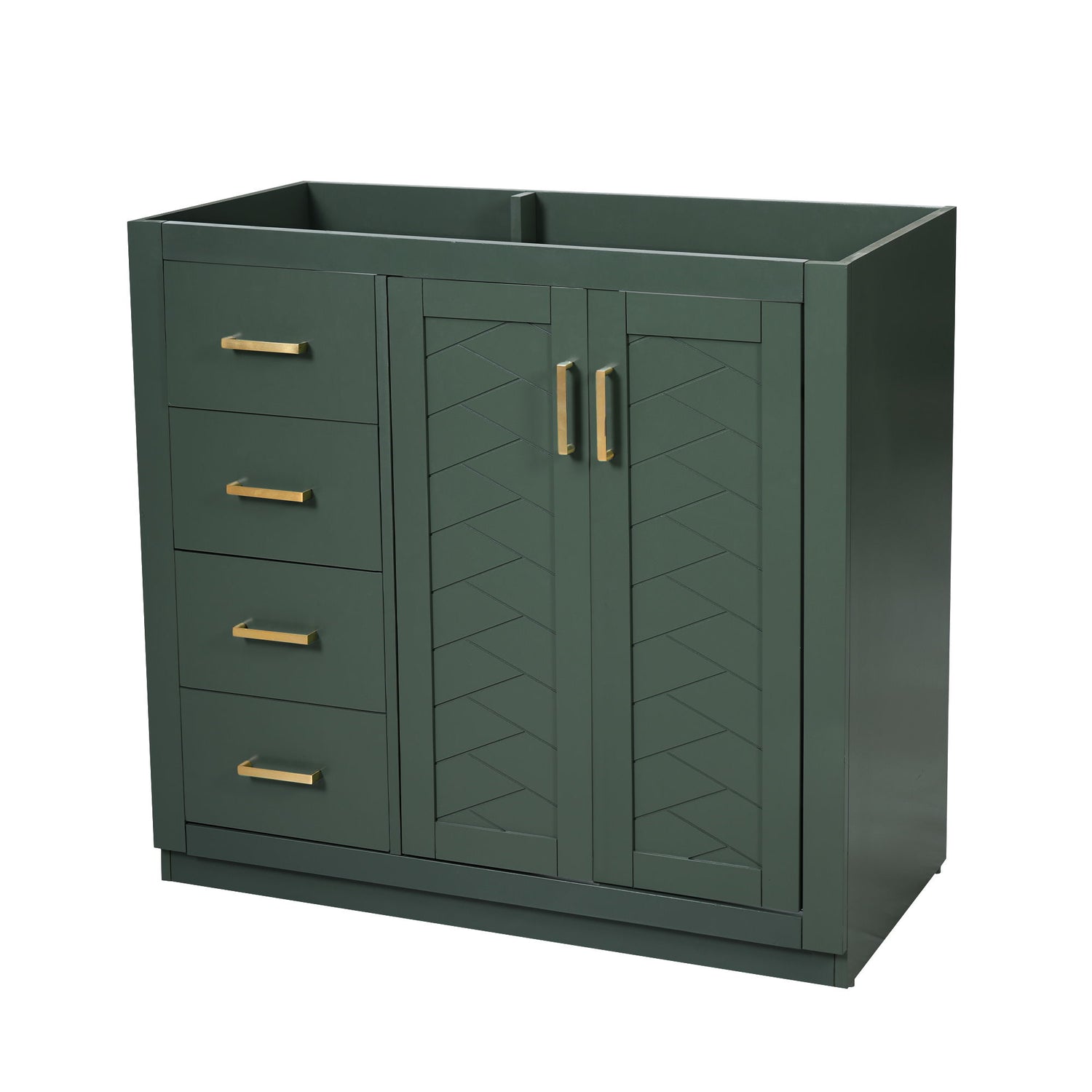 Retro Style Bathroom Vanity, 3 Drawers &amp; Soft Closing Doors