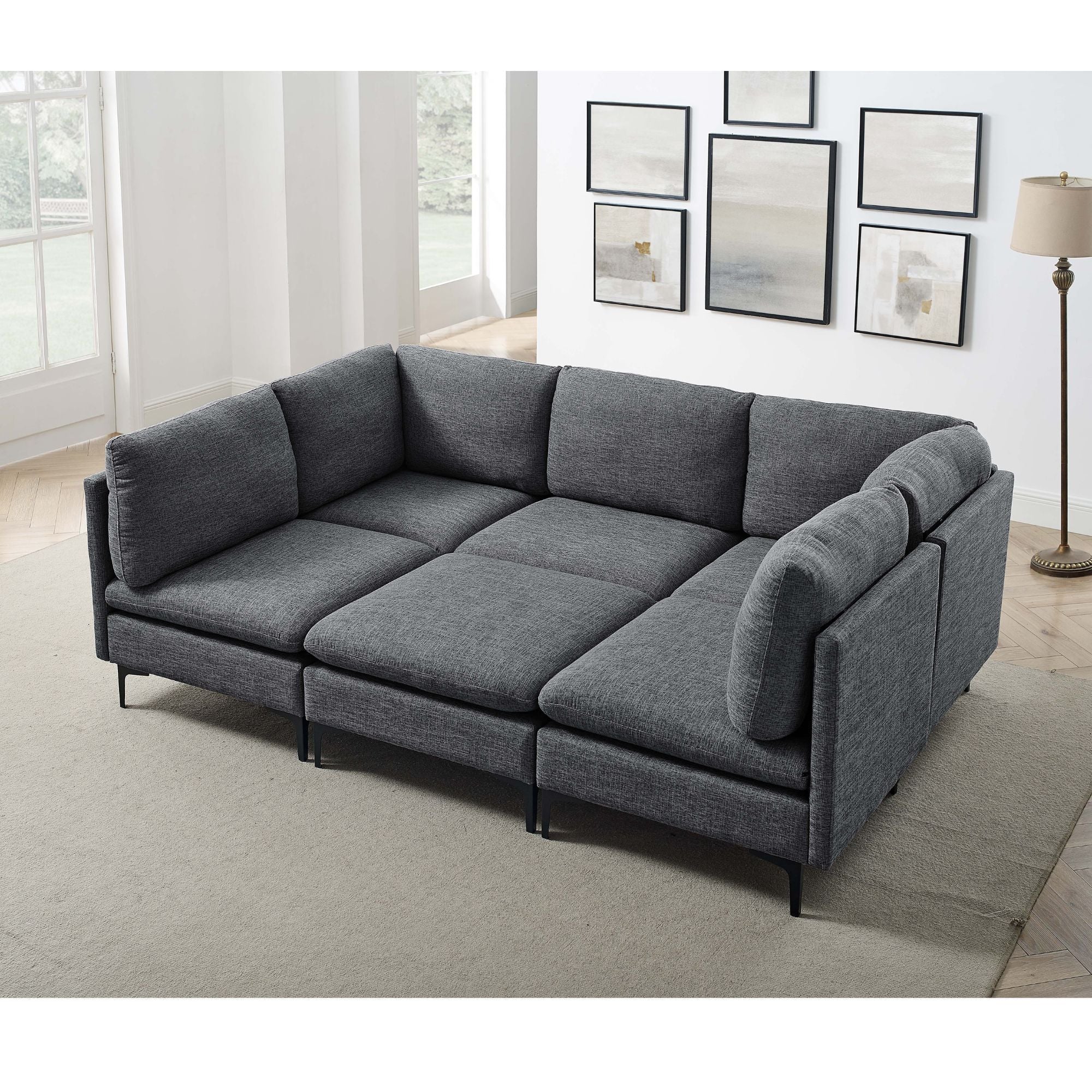 Upholstered Modular Sectional &amp; Tall Legs