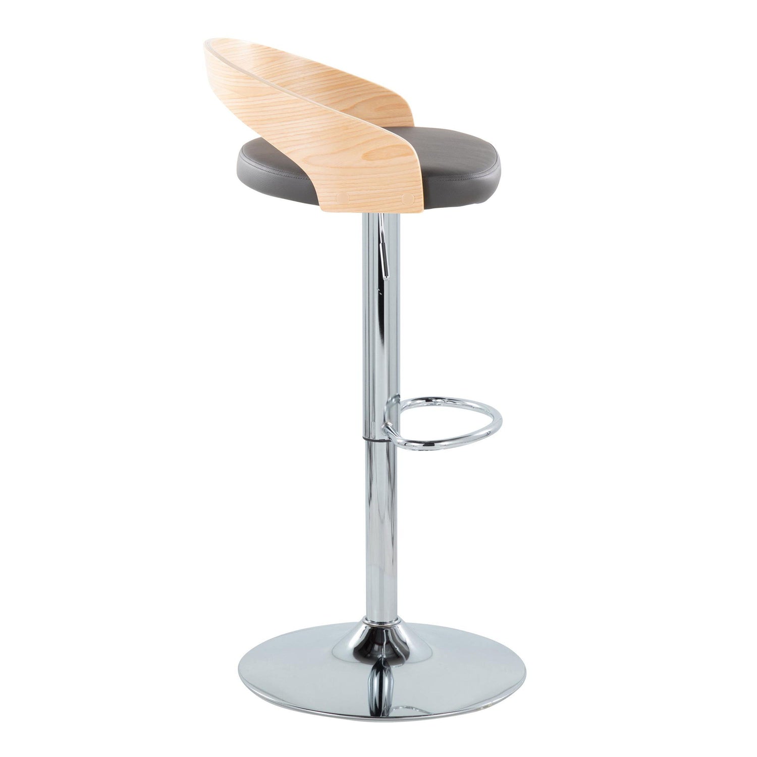Grotto - Mid Century Modern Adjustable Height Barstool &amp; Swivel With Oval Footrest (Set of 2)
