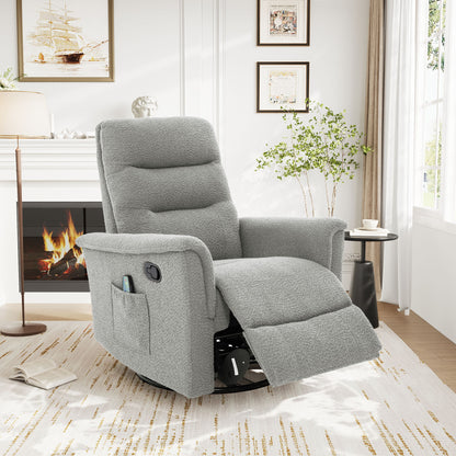 Manual Recliner Chair With 8 Point Massage And Swivel Function