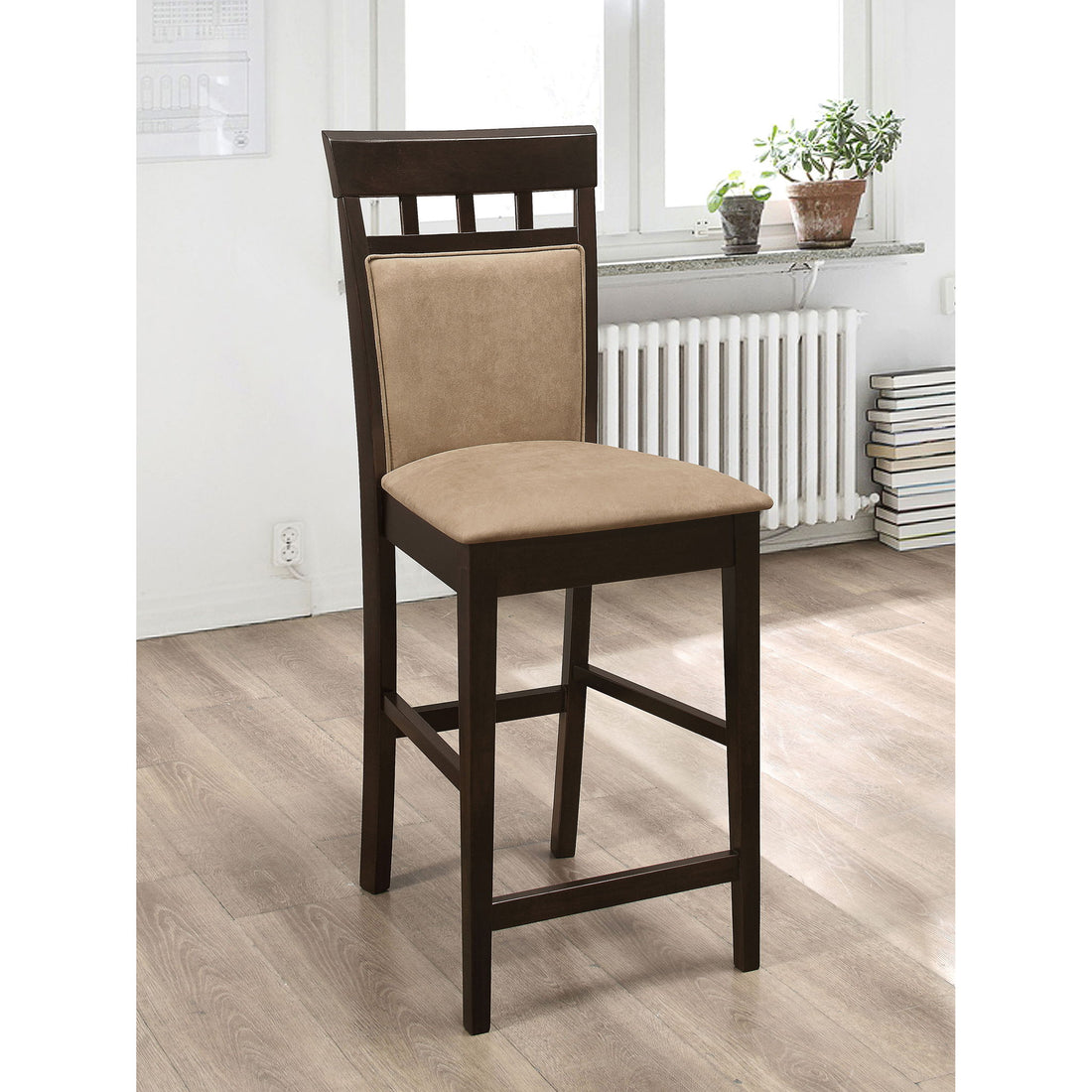 Upholstered Counter Height Stools (Set of 2) - Beige / Brown