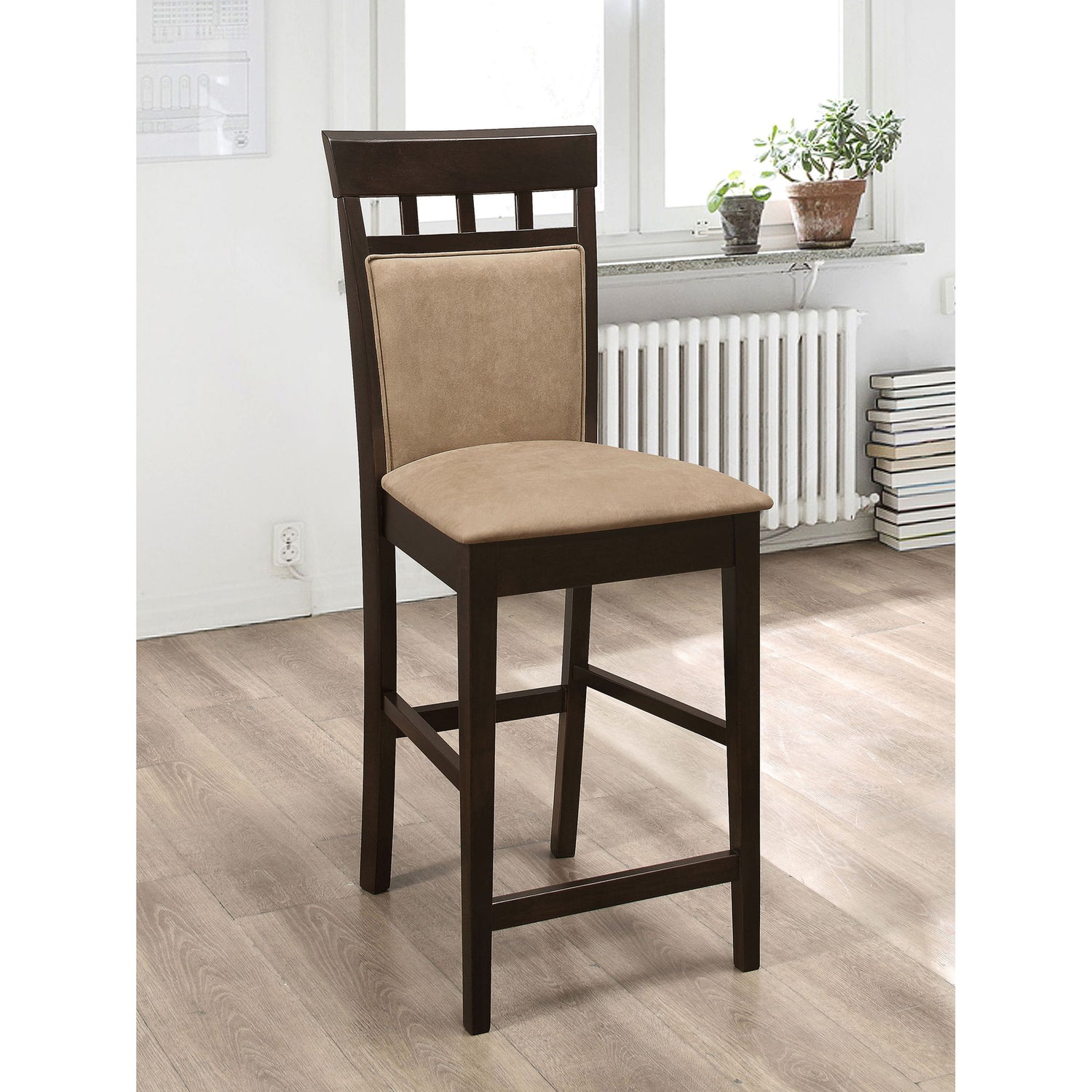 Upholstered Counter Height Stools (Set of 2) - Beige / Brown