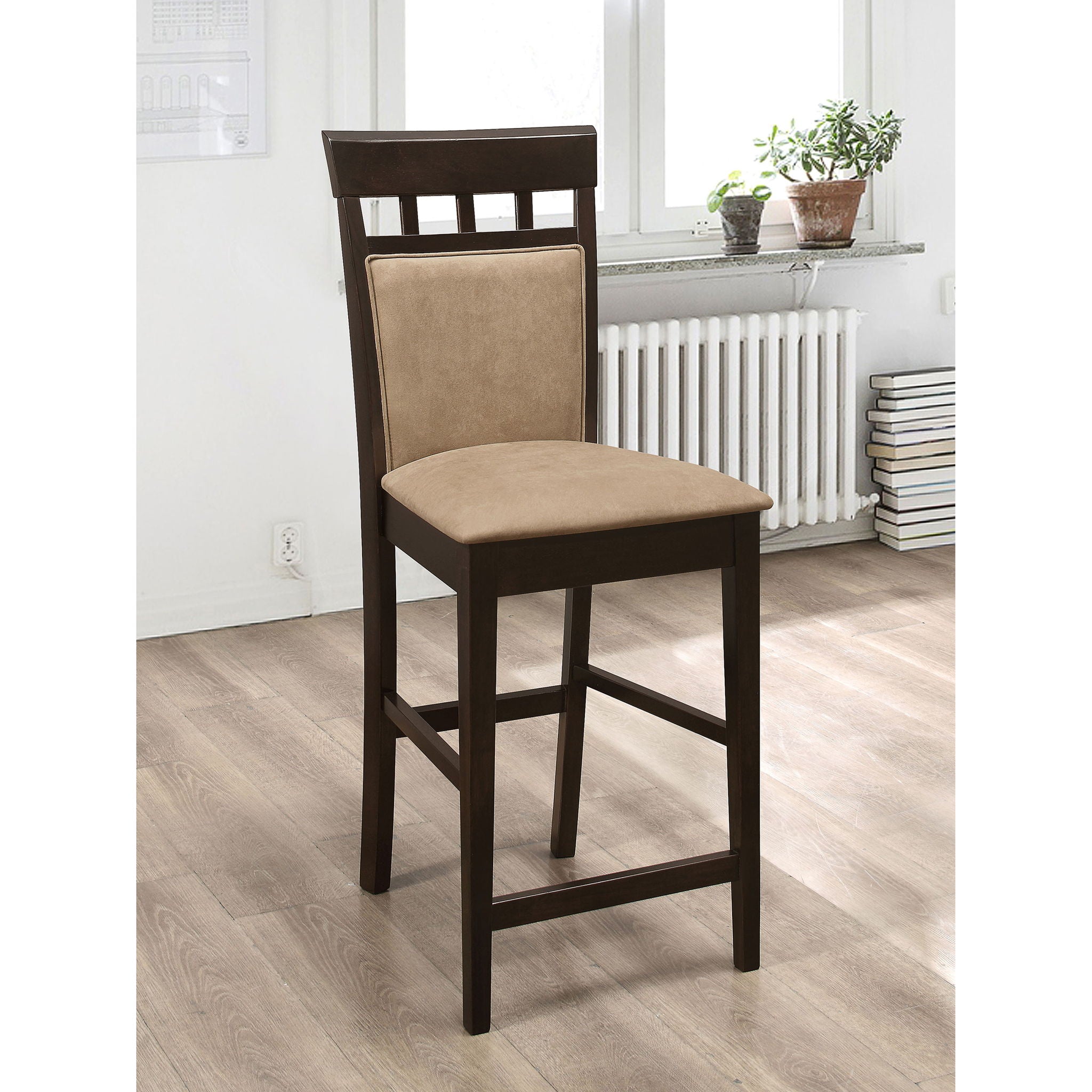 Upholstered Counter Height Stools (Set of 2) - Beige / Brown