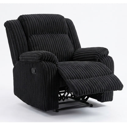 Motion Recliner Chair With Plush Armrests For Living Room, Soft Seat - Black