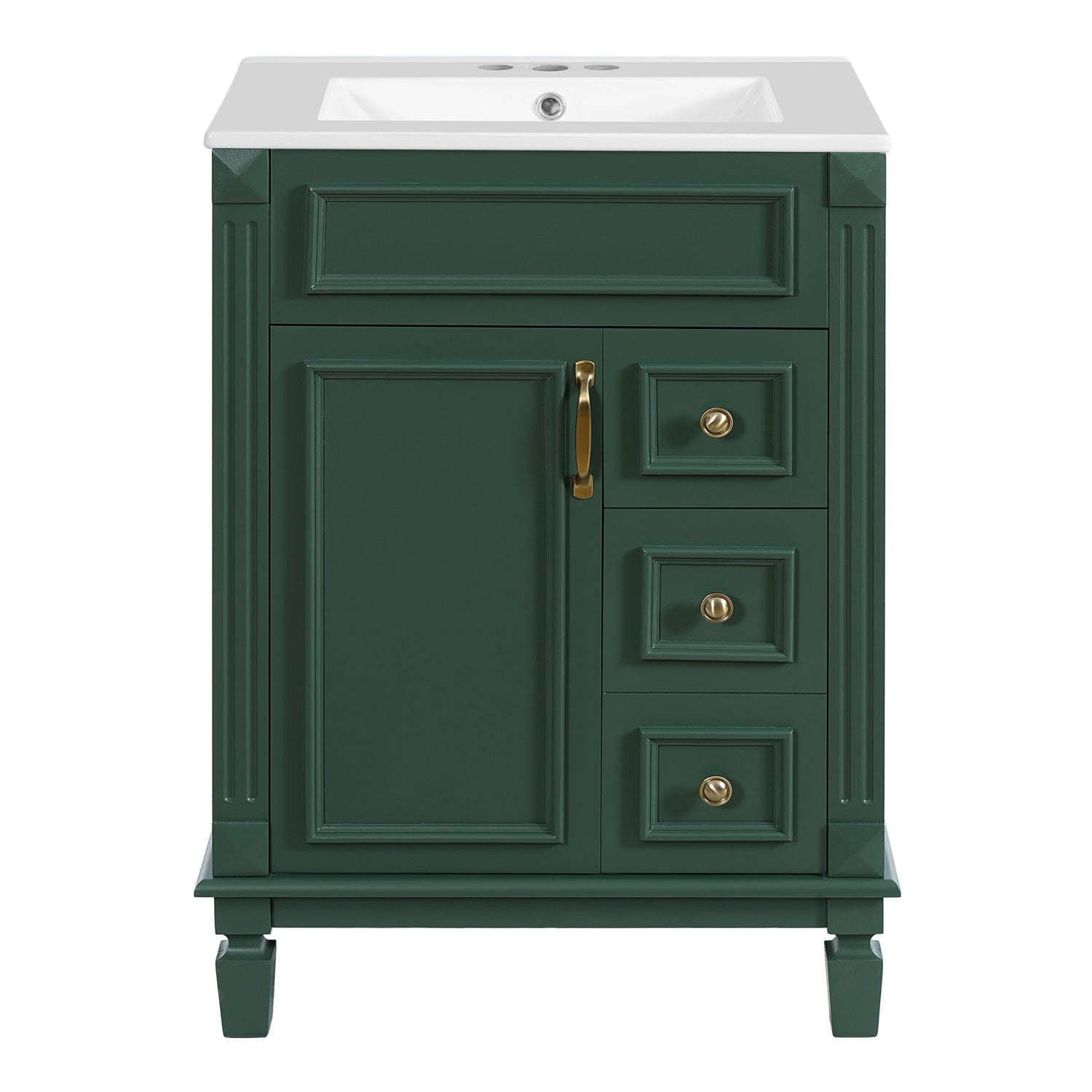 Bathroom Vanity With Sink, Compact Cabinet &amp; 2 Drawers And Adjustable Shelf