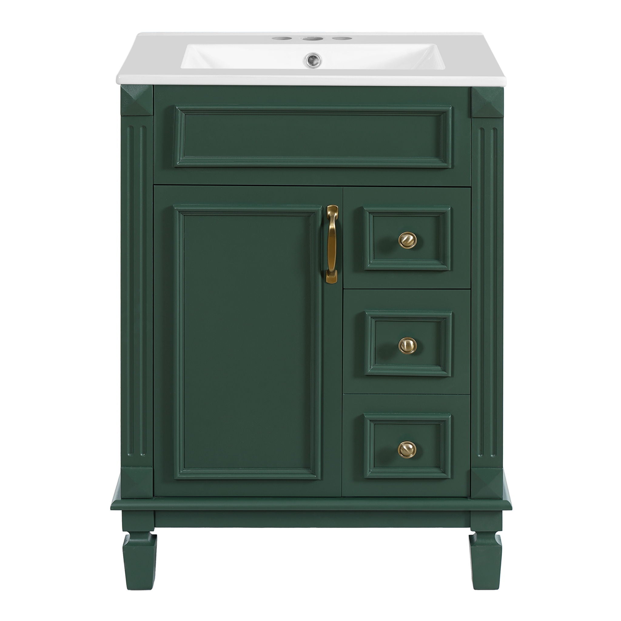 Bathroom Vanity With Sink, Compact Cabinet &amp; 2 Drawers And Adjustable Shelf