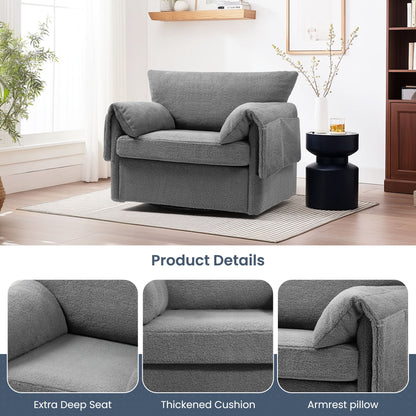 Oversized Swivel Armchair Modern Chair &amp; Single Sofa Lounge, Comfortable Seating For Living Room