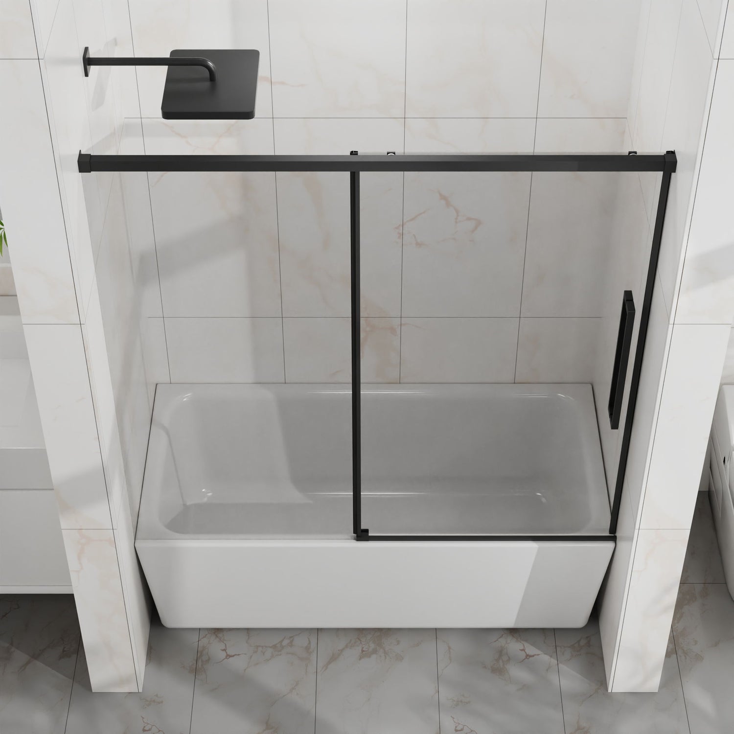 Semi Frameless Tub Sliding Shower Door