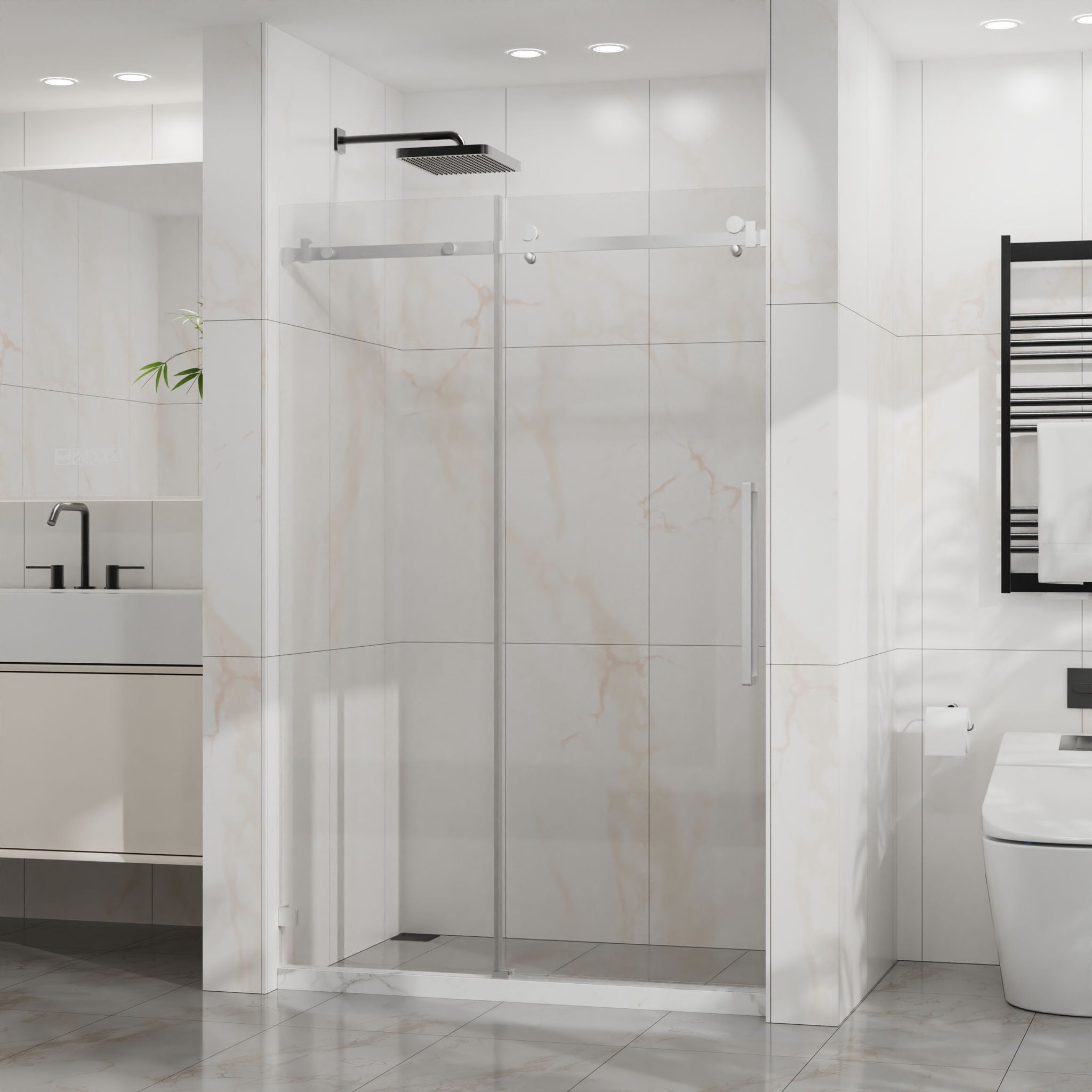 Frameless Tub Sliding Shower Door With Easy Clean Coating