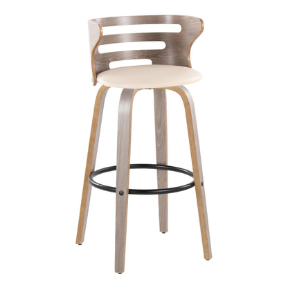 Cosini - Mid Century Modern Fixed Height, Barstool &amp; Swivel And Round Footrest (Set of 2)