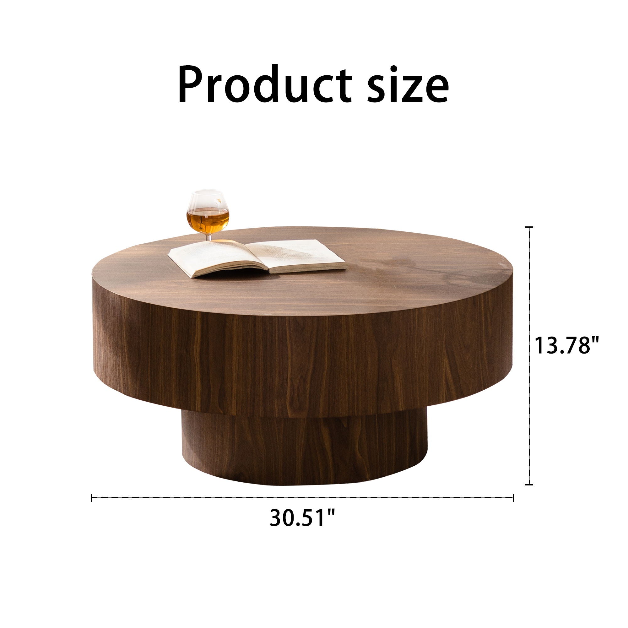 Round Coffee Table For Living Room - Walnut