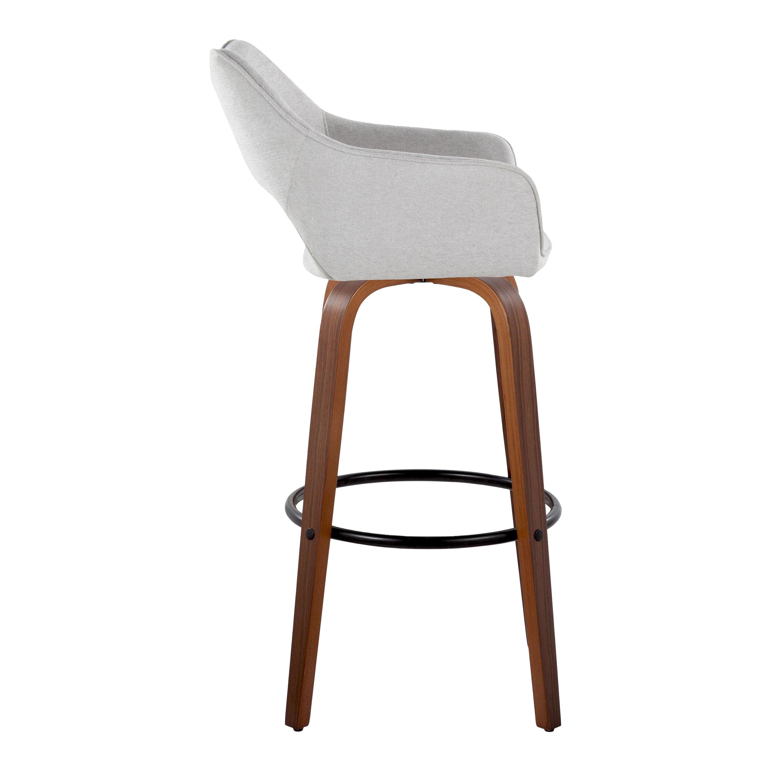 Mustang - Contemporary Fixed Height Barstool With Swivel &amp; Round Footrest (Set of 2)
