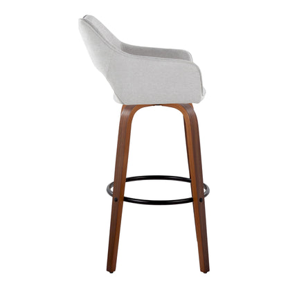 Mustang - Contemporary Fixed Height Barstool With Swivel &amp; Round Footrest (Set of 2)