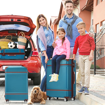 Hardshell Luggage With Tsa Lock, 24&quot; Expandable Lightweight Suitcase With Spinner Wheels, Single Vintage Luggage
