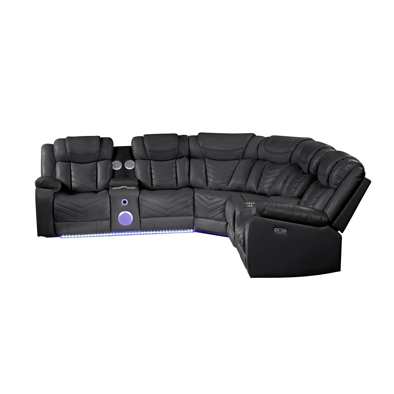 Challenger - Recliner Sectional Sofa, Built In USB, C Ports &amp; Bluetooth