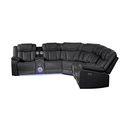Challenger - Recliner Sectional Sofa, Built In USB, C Ports &amp; Bluetooth