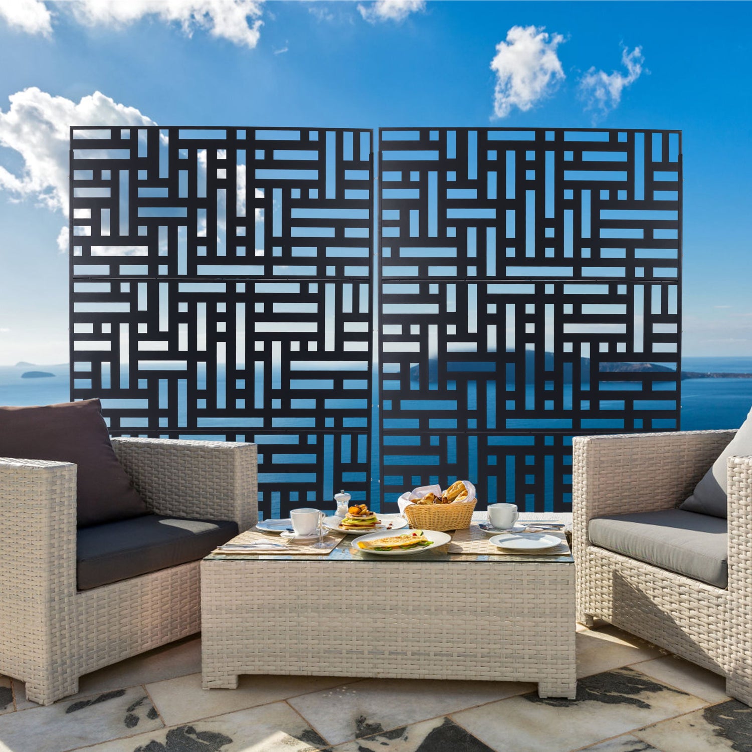 Decorative Freestanding Metal Privacy Screen For Indoor &amp; Outdoor Use