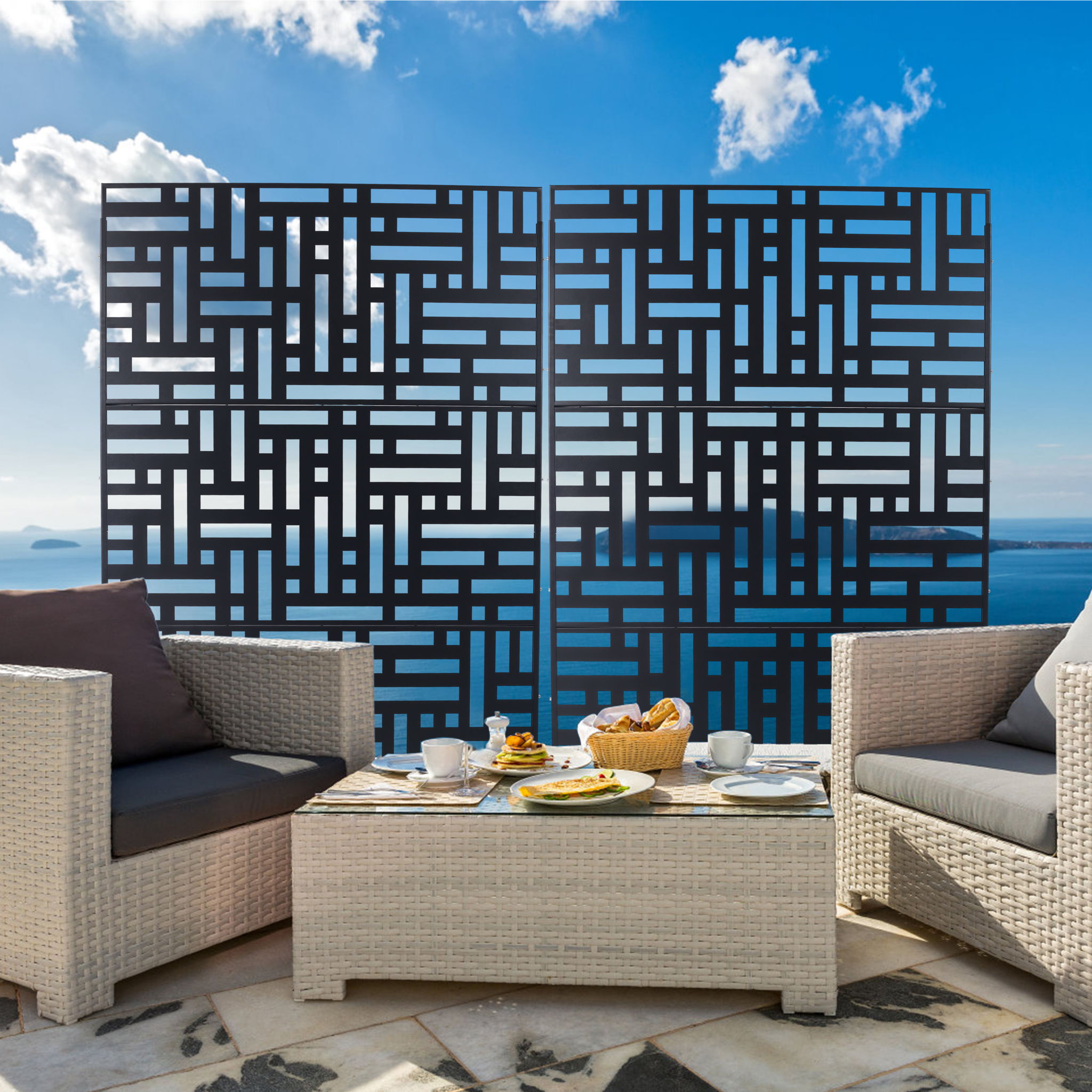 Decorative Freestanding Metal Privacy Screen For Indoor &amp; Outdoor Use