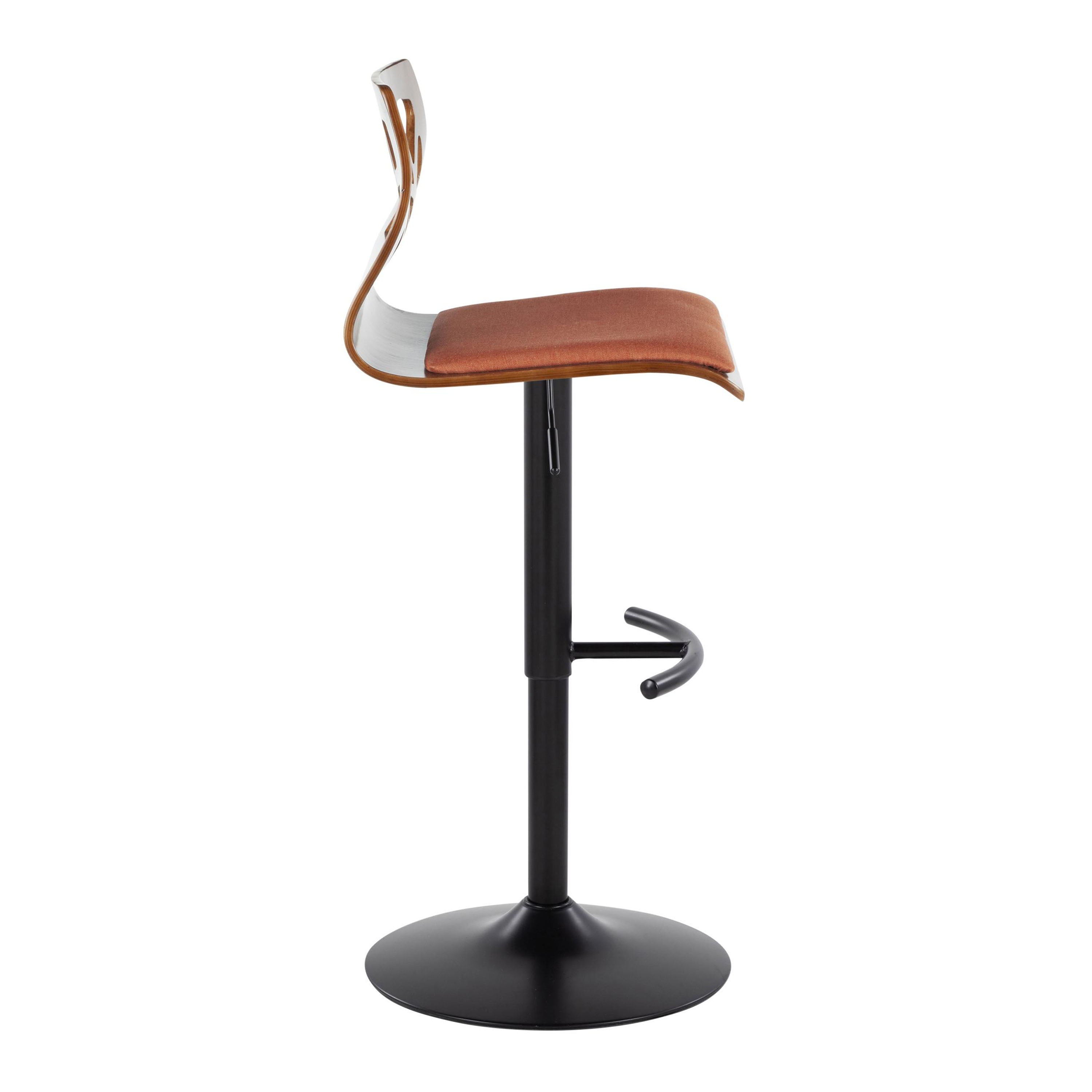 Folia - Mid Century Modern Adjustable Barstool With Swivel &amp; Rounded T Footrest (Set of 2)