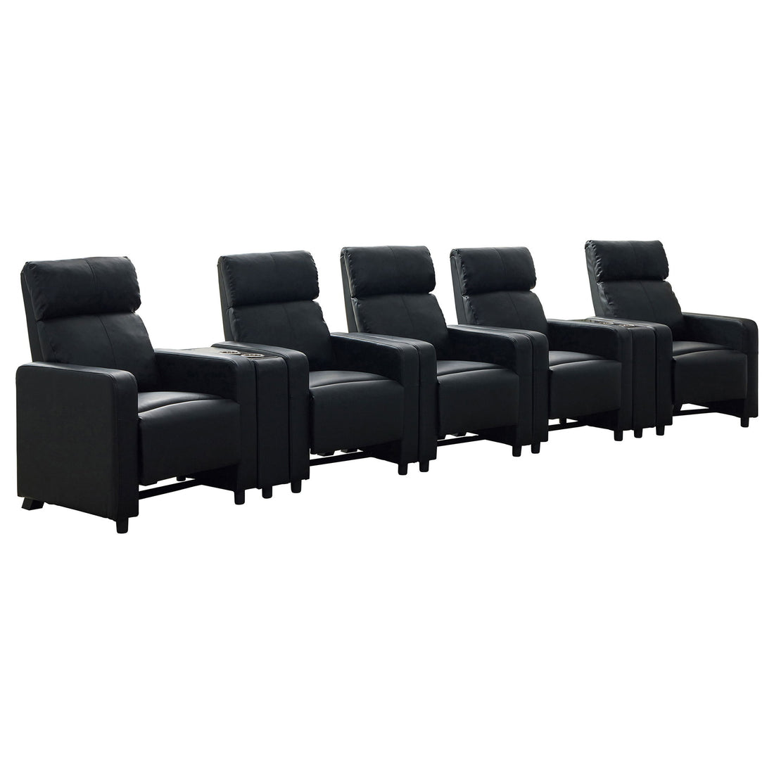 Warren - 5 Seater Home Theater With 2 Wedge Consoles - Black