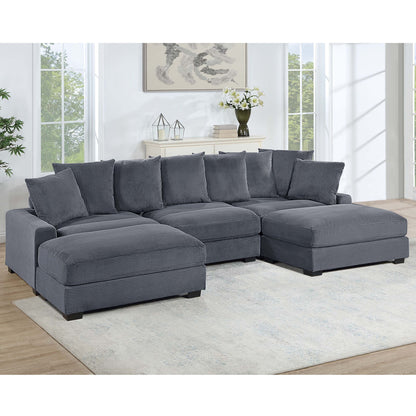 5 Piece Modular Sectional Set Couch With LAF &amp; RAF Chairs, Living Room Furniture - Dark Gray