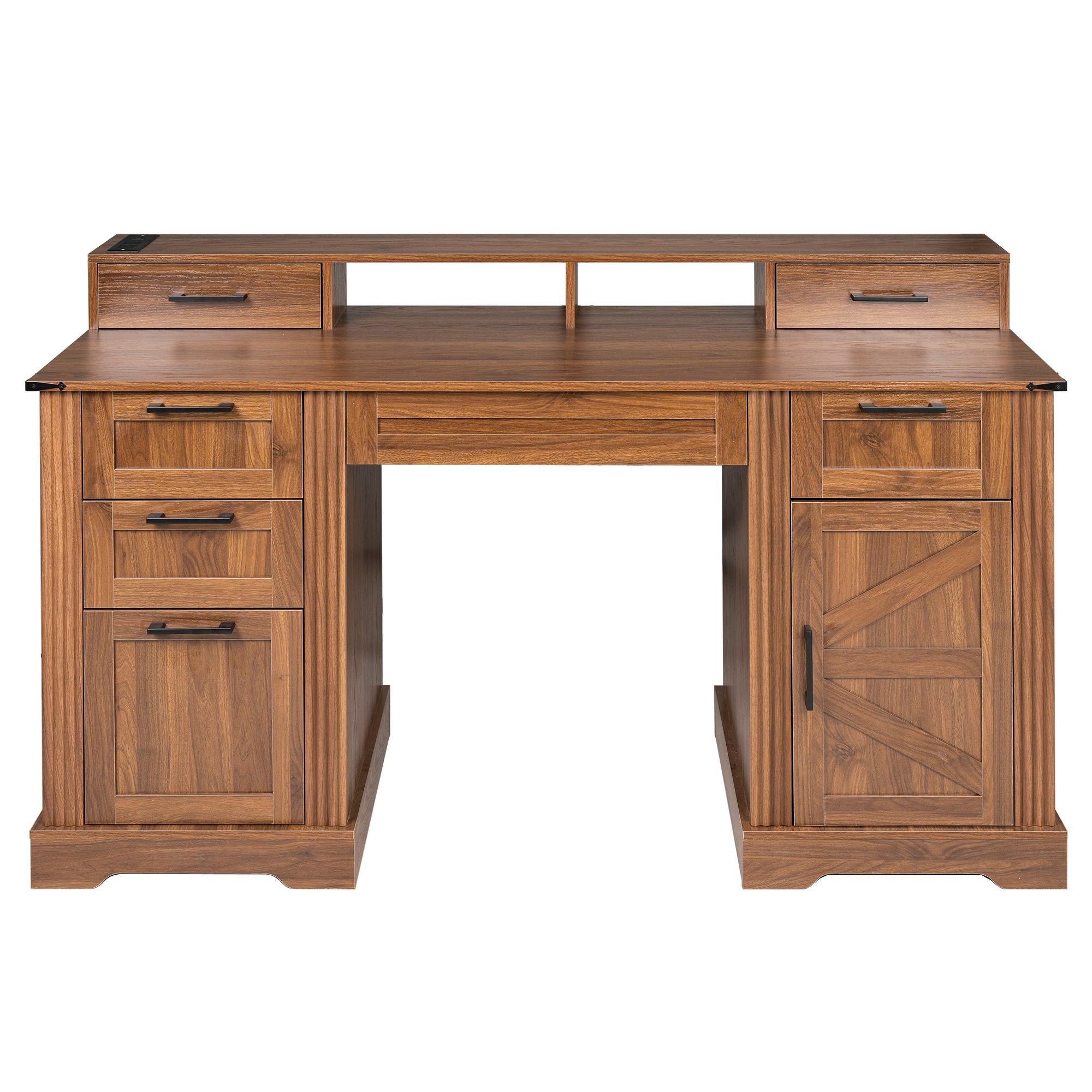 Office Desk With Charging Station &amp; Storage Cabinet