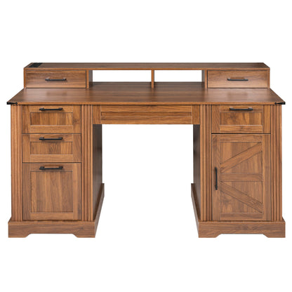 Office Desk With Charging Station &amp; Storage Cabinet