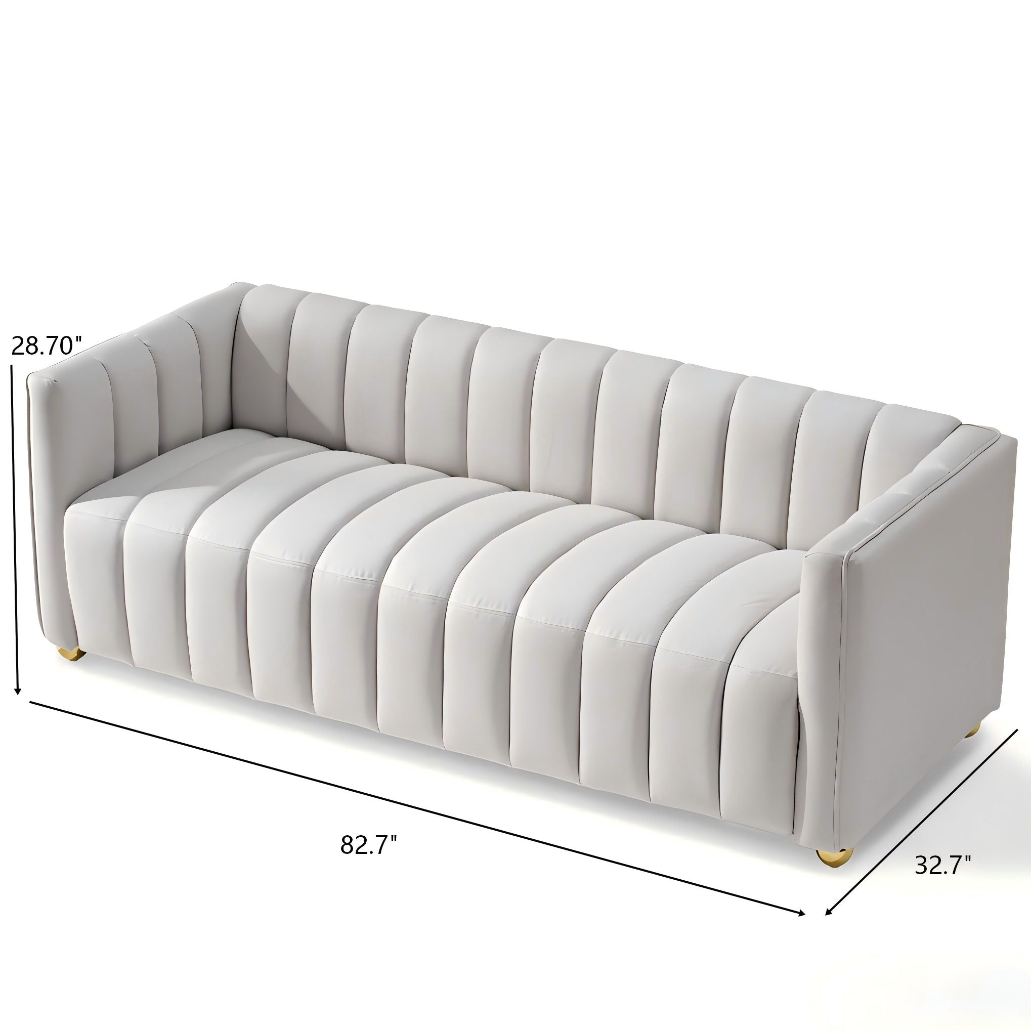 Vertical Channel Tuft Sofa For Apartment Lounge - Ivory
