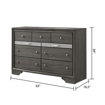 Matrix Traditional Style Full 4 Piece Storage Bedroom set made with Wood in Gray